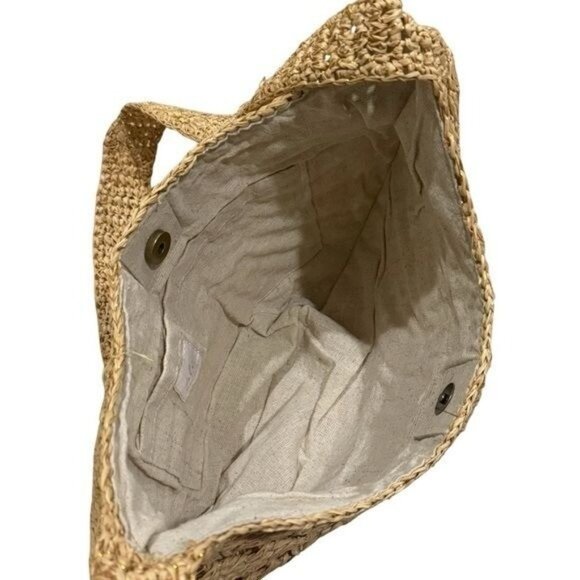 Ale by Alessandra Rafia Straw Medium Size Purse Long Strap Coastal Boho Resort - Picture 5 of 9